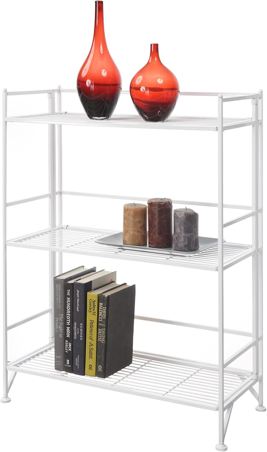 Convenience Concepts Xtra Storage Shelves - 3-Tier Wide Folding Metal Storage...