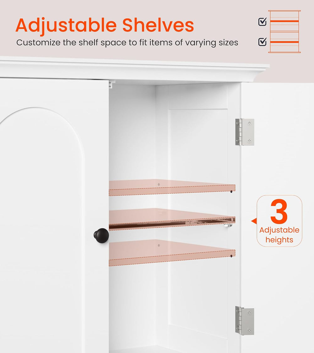 HAIOOU Bathroom Floor Cabinet with Motion Sensor Light - White