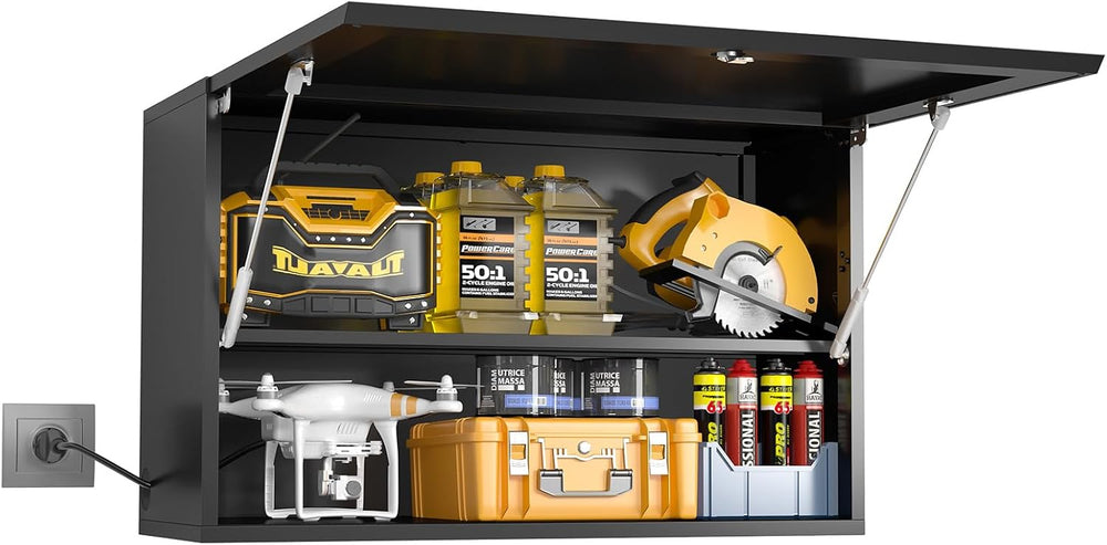 Garage Wall Cabinet, Metal Tool Cabinet with Lock&Adjustable Shelf