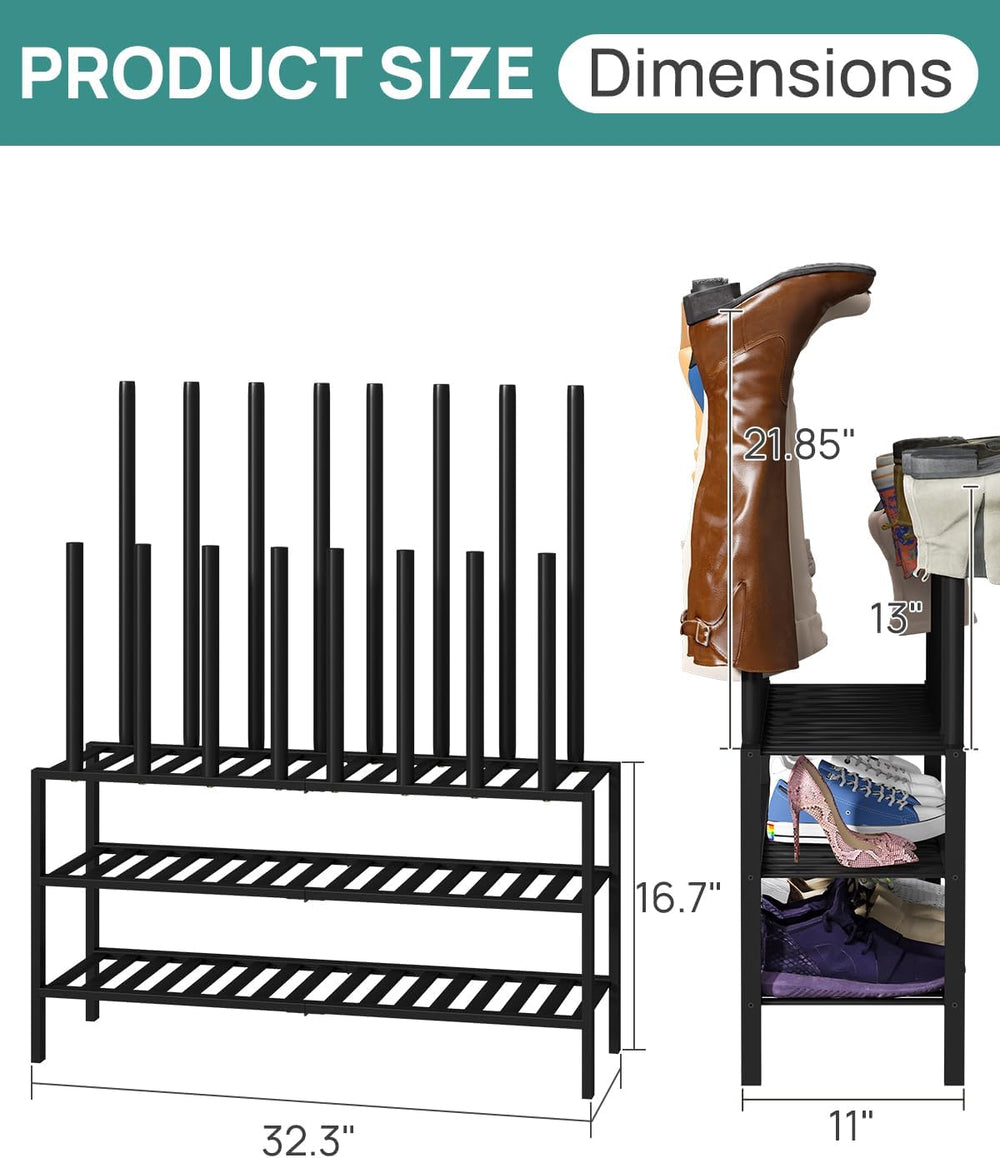 viewcare Black Boot Rack, Long Boot Rack Organizer Tall Boots with Shoe Rack ...