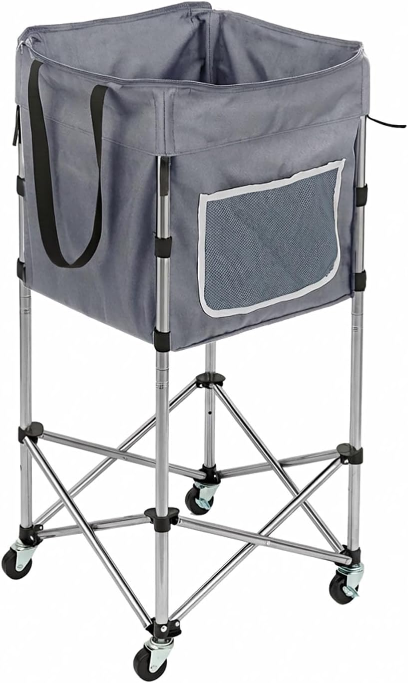 Laundry Basket with Wheels, 35.9" No-Bend Rolling Hamper, Grey