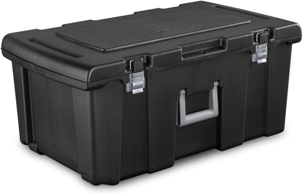 Sterilite Footlocker, Stackable Storage Bin with Latching Lid, Wheels and Han...