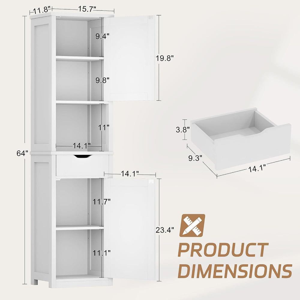Shintenchi Tall Bathroom Storage Cabinet, Slim Corner Floor Cabinet with Door...