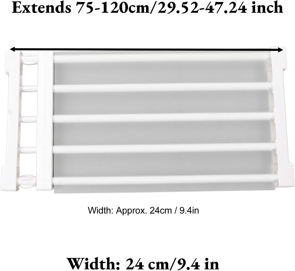 Expandable Closet Shelf, 20kg/44lb Load Adjustable Tension Rod Shelf Steel Tu...