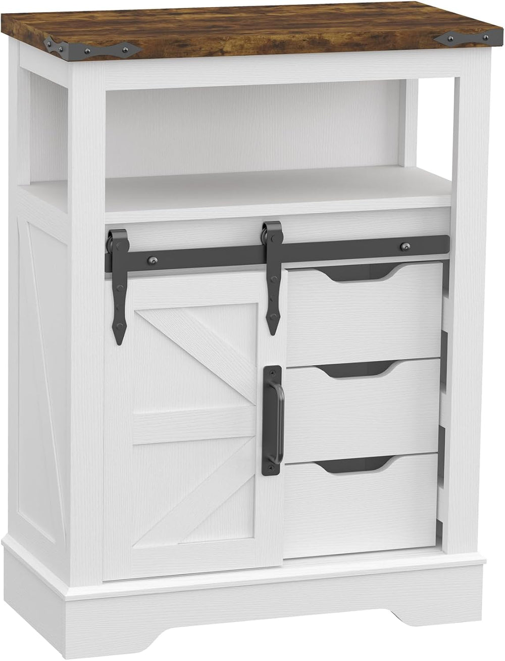 Panana Farmhouse Bathroom Floor Cabinet, Sliding Barn 3 Drawers & 1 Door ...
