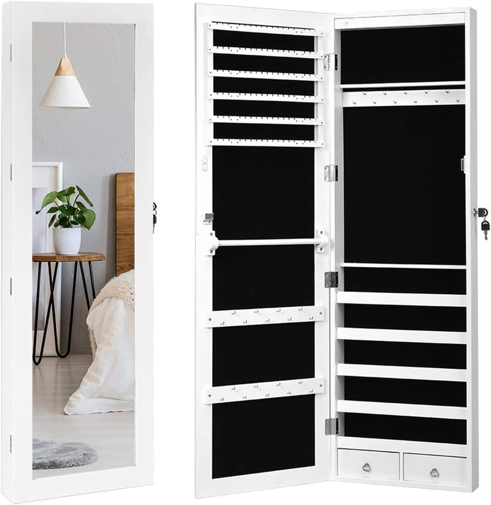 Giantex 15 LEDs Jewelry Armoire, Wall Mounted or Door Hanging, Lockable Jewel...