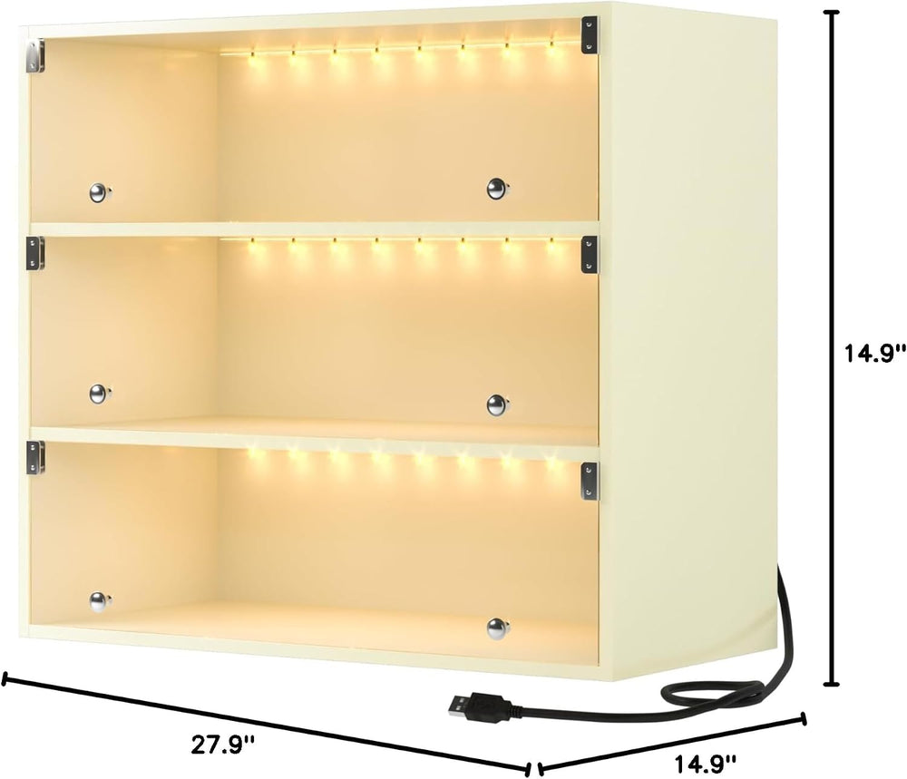 HomVent Shoe Box with RGB LED Light, Wooden Stackable Shoe Storage Box with G...