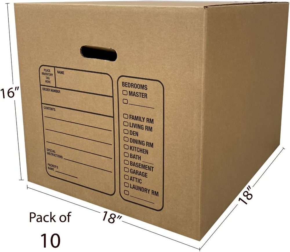 Premium Medium Moving Boxes, 18x18x16",Cardboard Box, (Pack of 10), For ...