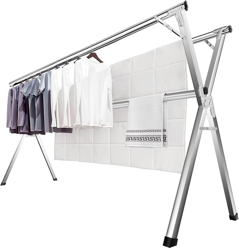 JAUREE 63 Inches Clothes Drying Rack, Drying Rack Clothing Folding Indoor Out...