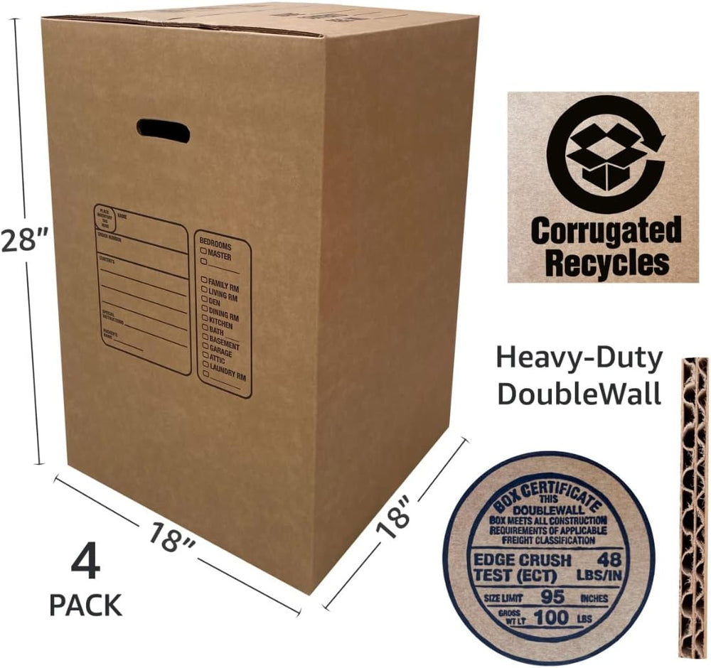 UBMOVE Kitchen Moving Boxes 18x18x28", 4 Pack