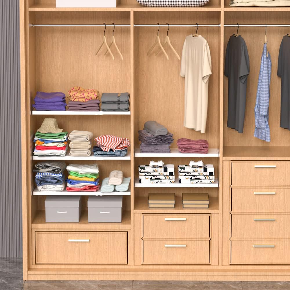 Expandable Closet Tension Shelf with Strong Adhesive Hanging Shelves Closet D...
