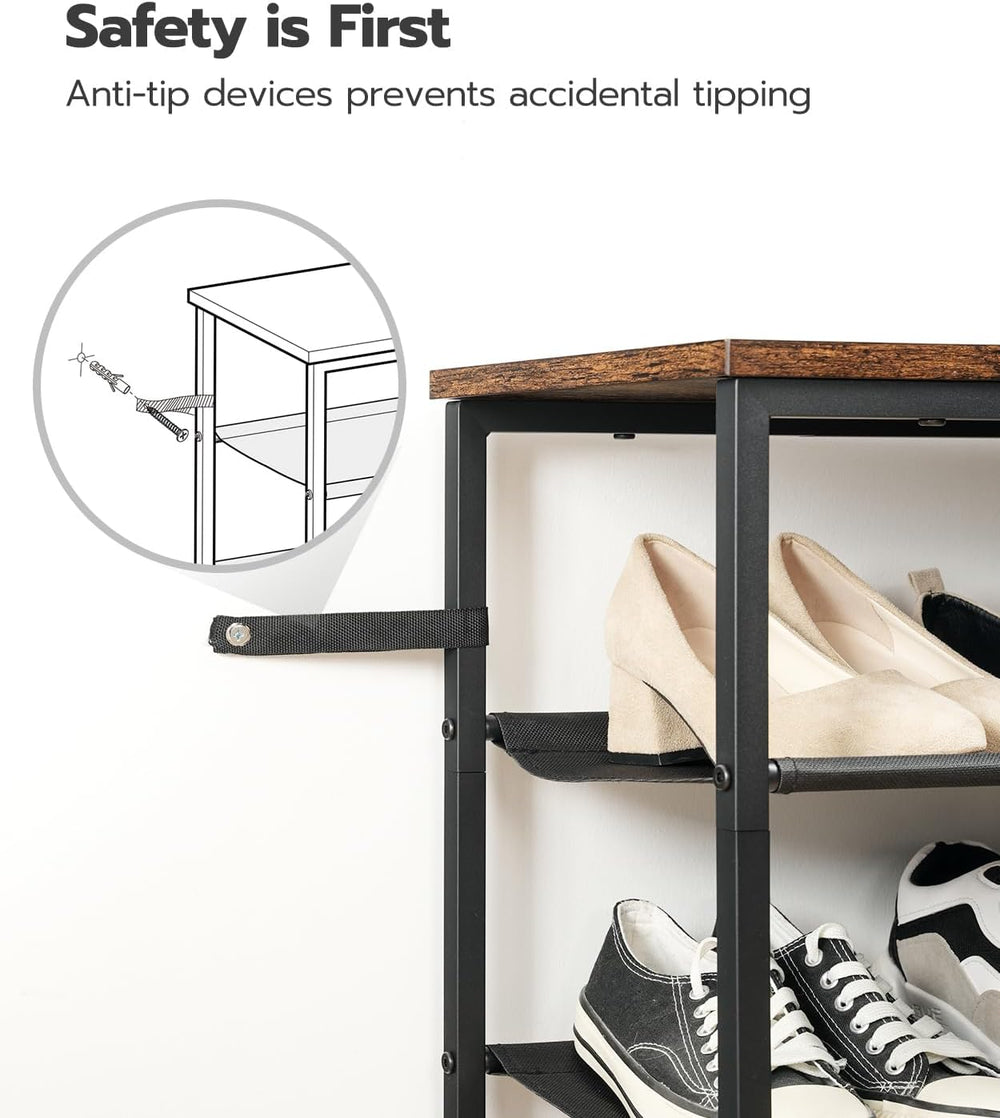 HOOBRO Shoe Rack, 5 Tier Shoe Storage Organizer with 4 Oxford Fabric Shelves ...
