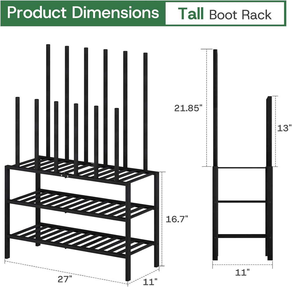 kiplant Tall Boot Rack Organizer - Bamboo Wood Boot Rack Shoe Rack for Entryw...