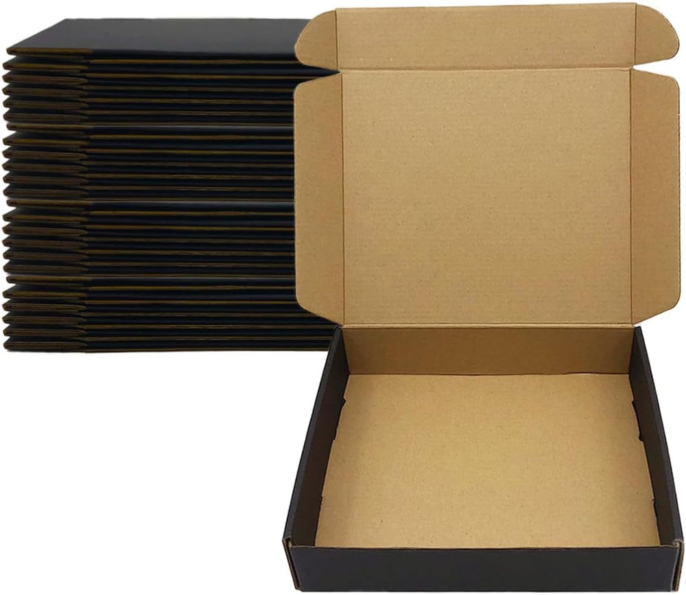 24 Pack 13x10x2 Inch Black Shipping Boxes, Corrugated Cardboard Mailer Box