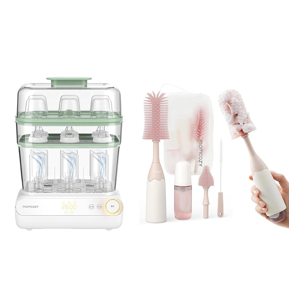 Momcozy 3 Layers Large Bottle Sterilizer and Dryer & Momcozy Bottle Brush...