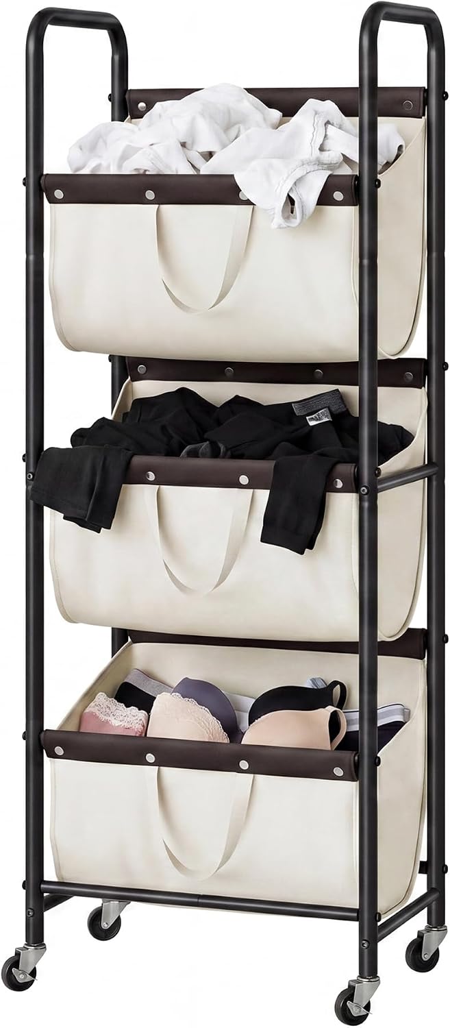GRANNY SAYS 3 Tiered Laundry Sorter, Narrow Hamper Cart with Wheels