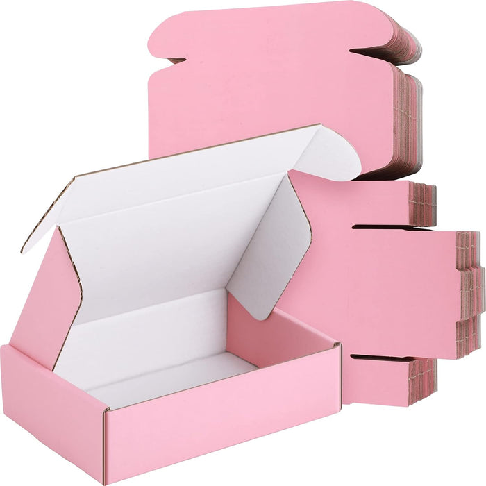 Spakon 50 Packs Shipping Boxes, Cardboard, Pink, 9 x 6 x 2.36 Inches