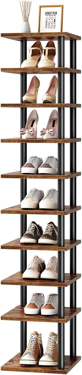 HOOBRO Vertical Shoe Rack, 10-Tier Narrow Shoe Shelf, Shoe Storage Organizer ...