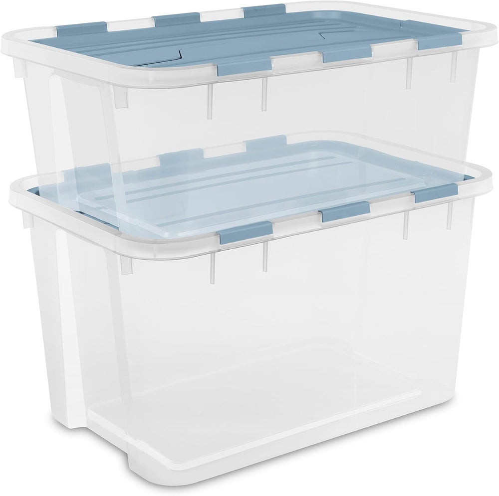 Sterilite Hinged Lid Storage Box, Plastic Container, 40 Quart, 6-Pack
