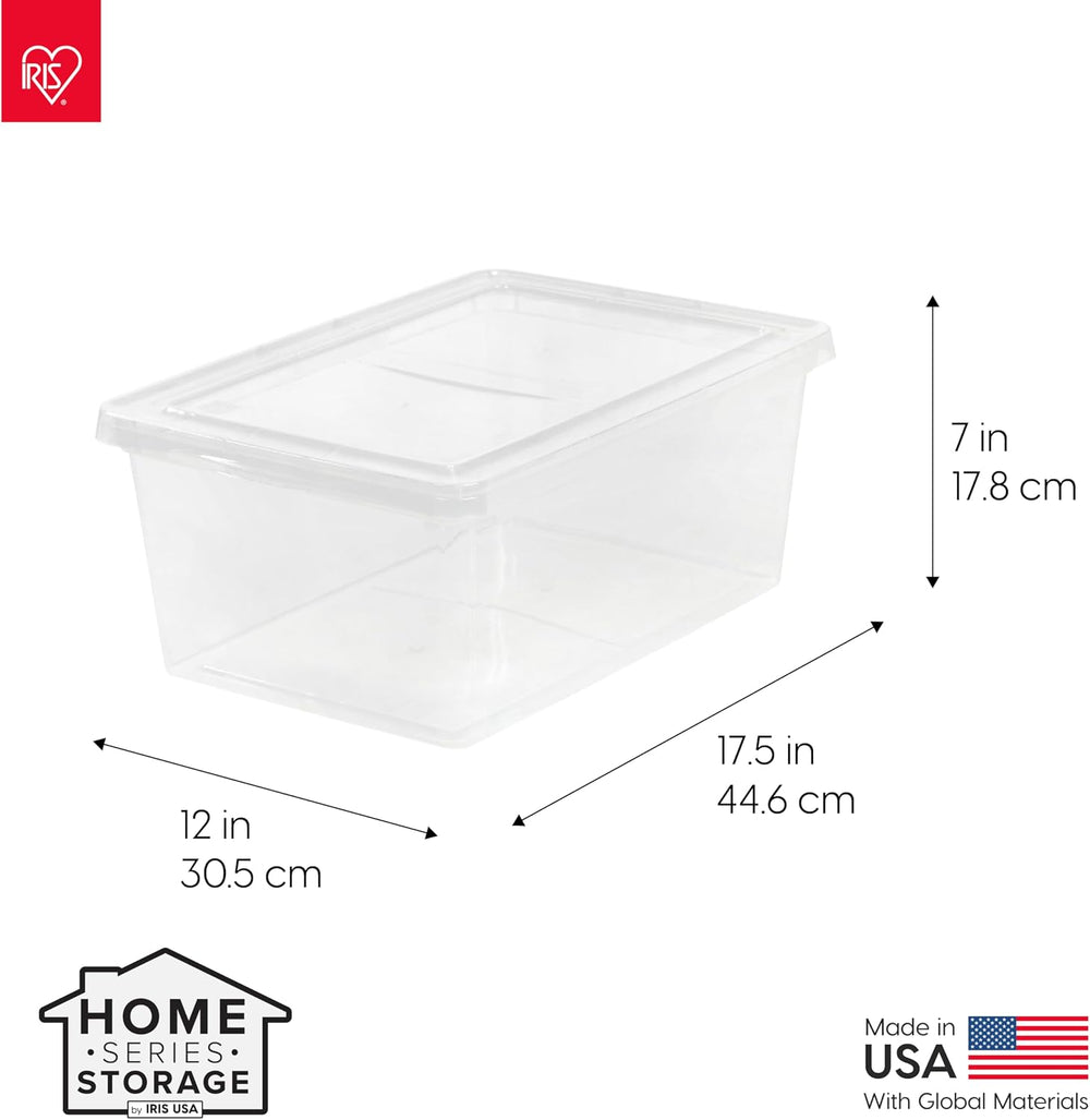 IRIS USA 12-Pack 17 Qt Storage Bins with Lids, Clear, Stackable