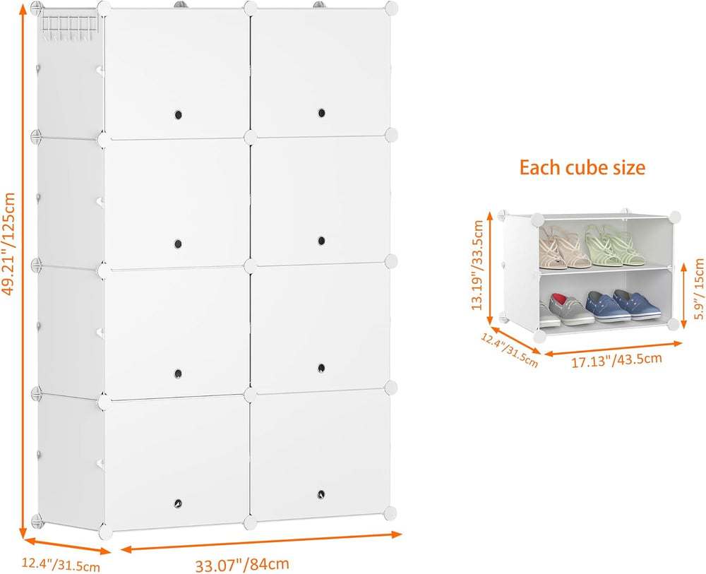 HOMIDEC Shoe Rack Organizer 32 Pair Modular Shoe Storage Cabinet for Closet