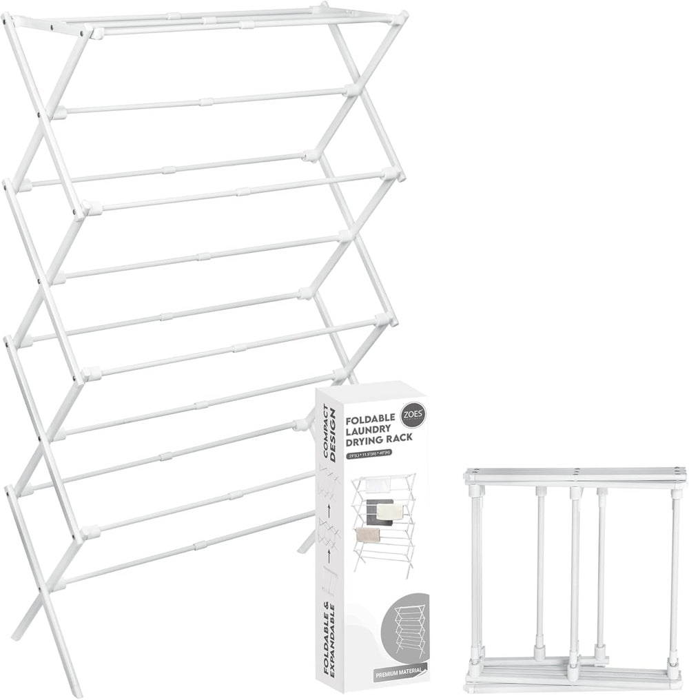 ZOES HOMEWARE 4-Tier Clothes Drying Rack, 4ft High Foldable Drying Rack Cloth...