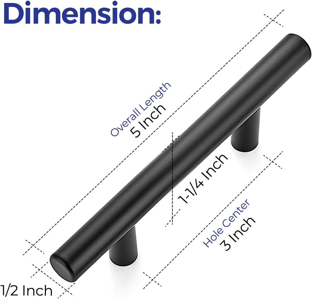 Ravinte Cabinet Handles,5" Length,3" Hole Center,Matte Black,50 Pack