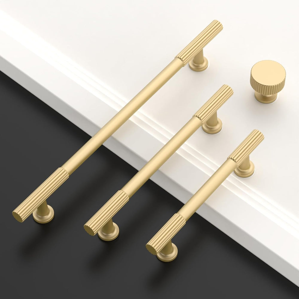Asidrama 10 Pack 5 inch Brushed Gold Kitchen Cabinet Handles