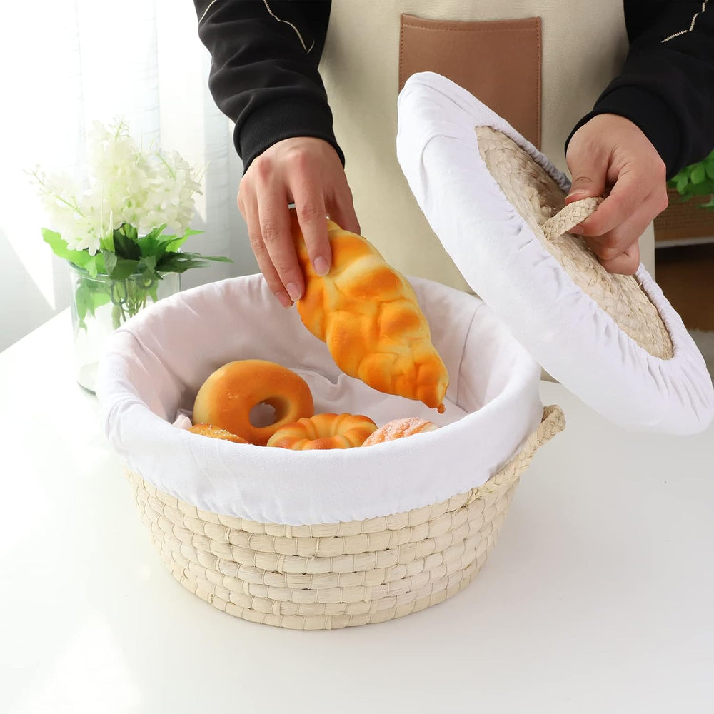 YAHUAN Round Bread Basket Serving Woven Bread Baskets Wicker Baskets Sourdoug...