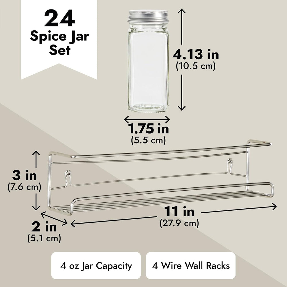 Talented Kitchen Spice Rack Organizer - 4 Stainless Steel Wall-Mounted Racks ...