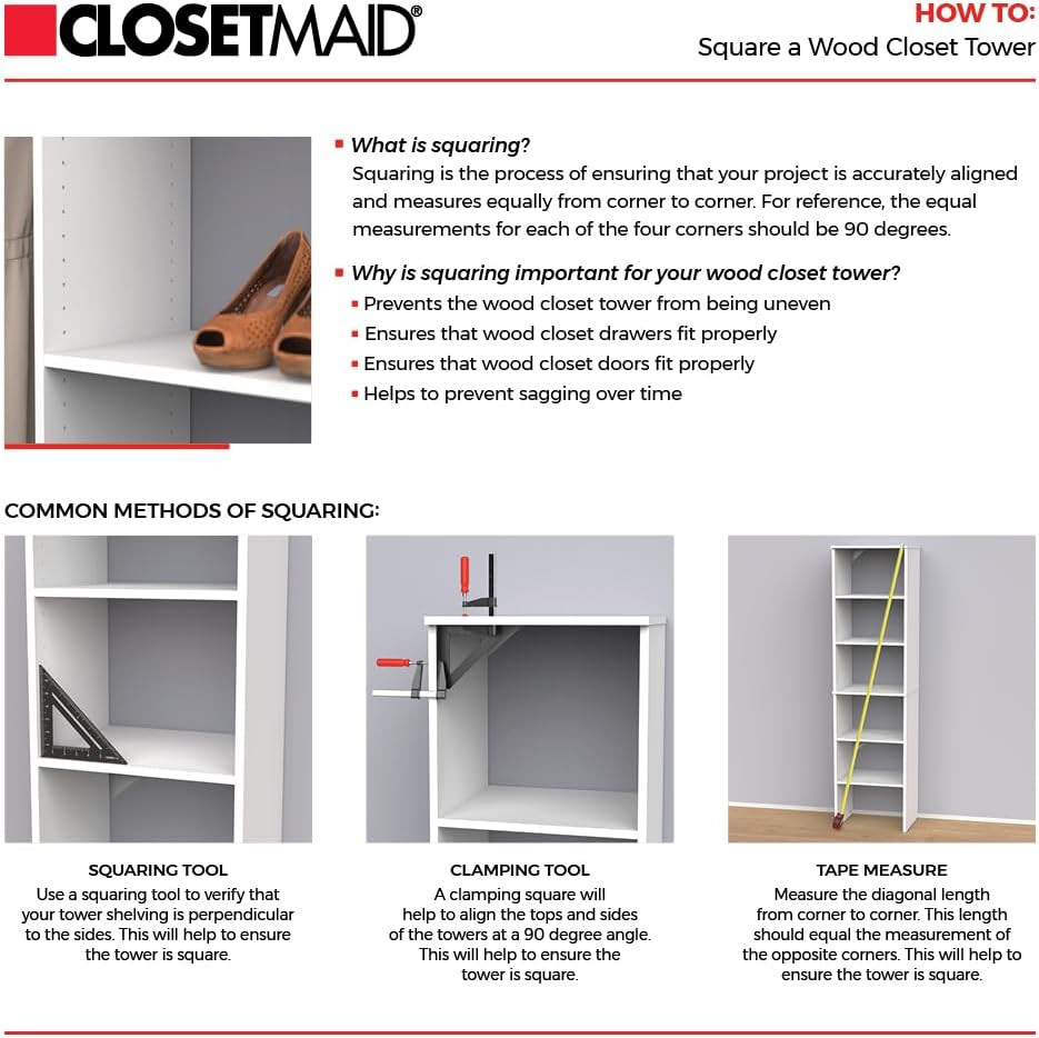 ClosetMaid 1932940 SuiteSymphony 25-Inch Closet Organizer Kit with Tower, 3 H...