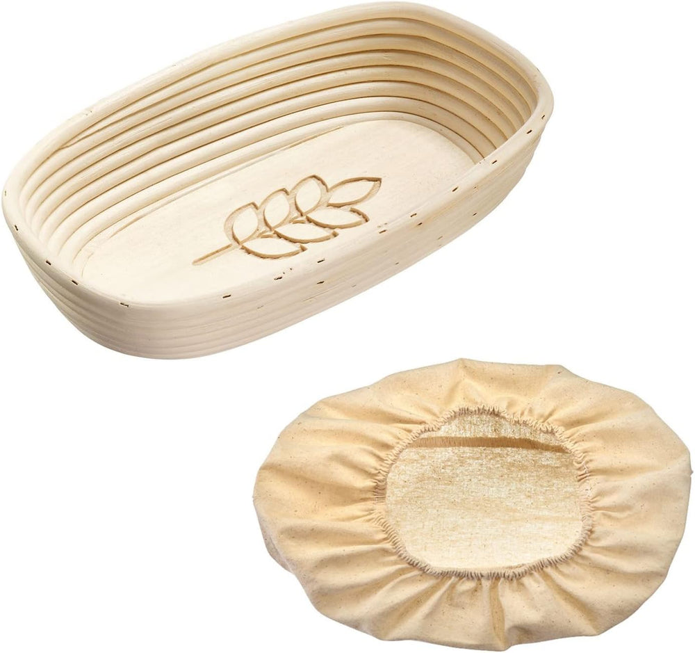 Westmark Proofing Basket Set, Oval Proofing Basket + Cover, with Ears, Wicker...