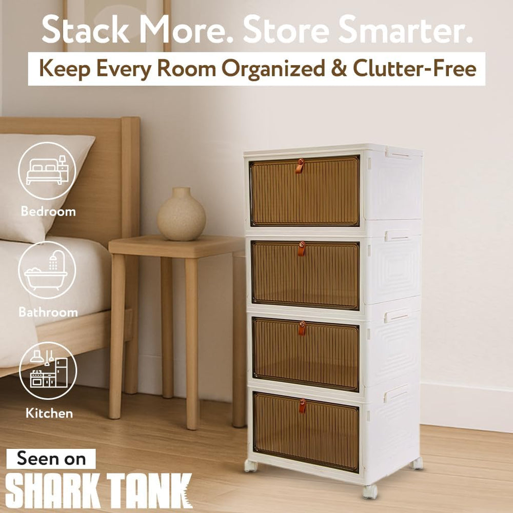 Quik Box Sport 4-Tier Stackable Storage Organizer - 24 Gallon Capacity Collap...