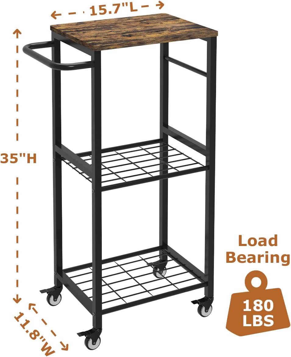 Kitchen Microwave Stand Cart with Storage Rack, Black