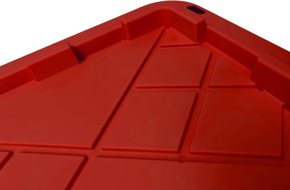 MonsterRAX 27 Gallon Storage Bins - Stackable, Lockable, 5-pack (Red)