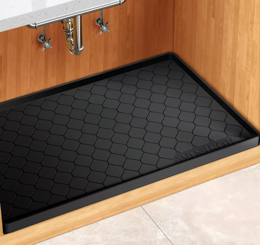 Winisok Waterproof Under Sink Mat 40" x 22", Silicone Mat, Black