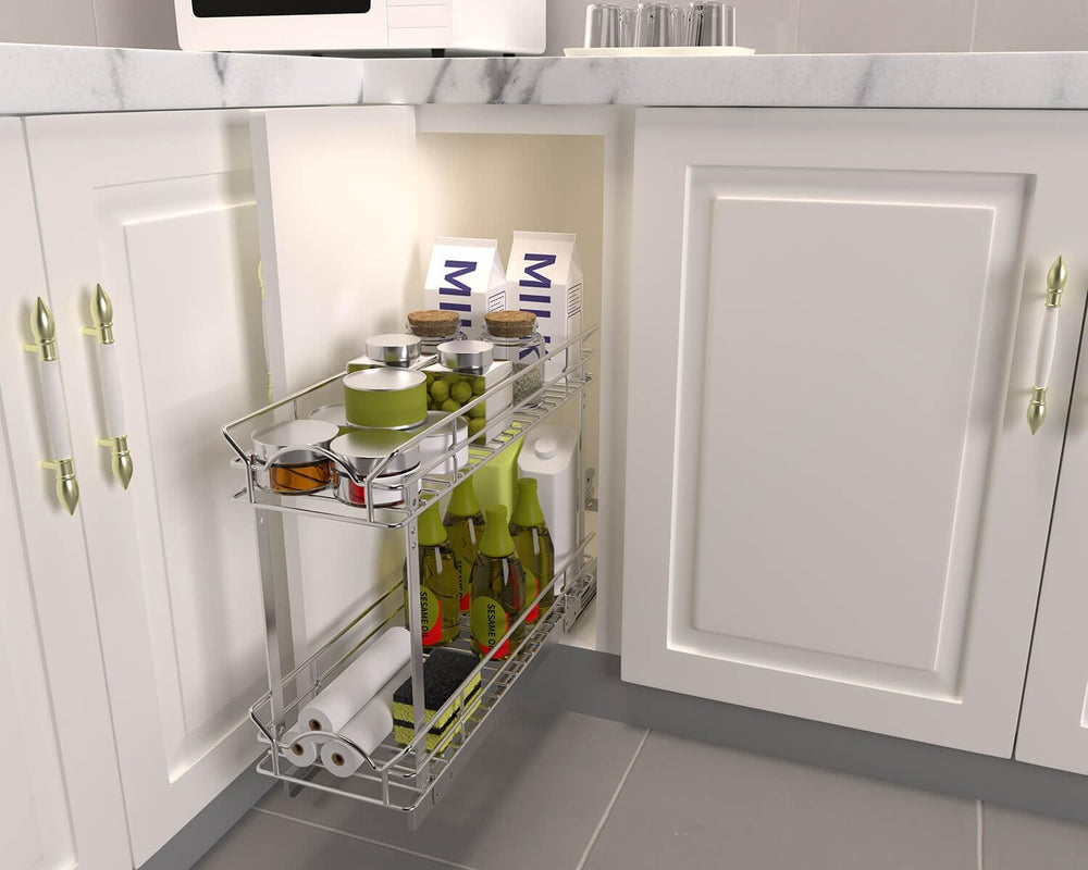 OCG Slide Out Cabinet Organizer for Narrow Cabinet (5" W X 17" D), ...