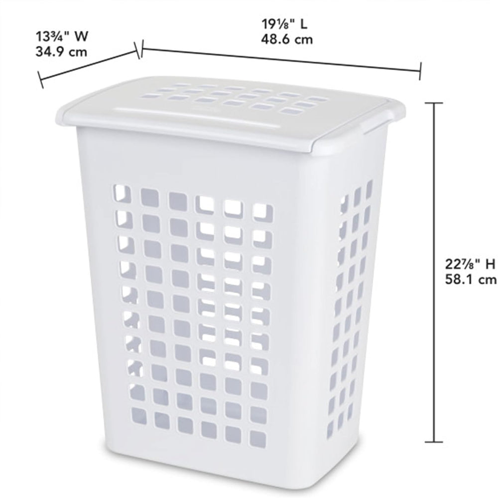 Sterilite Rectangular LiftTop Laundry Hamper with Lid, Handles to Easily Carr...