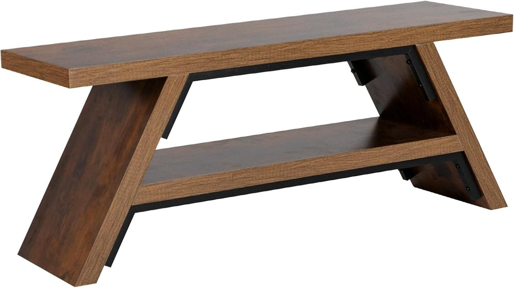 2-Tier Shoe Storage Bench, 47" Solid Wood Entryway Stool Storage