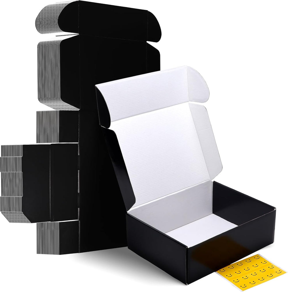 HORLIMER 12x9x4 inches Shipping Boxes Set of 20, Black Medium Corrugated Card...