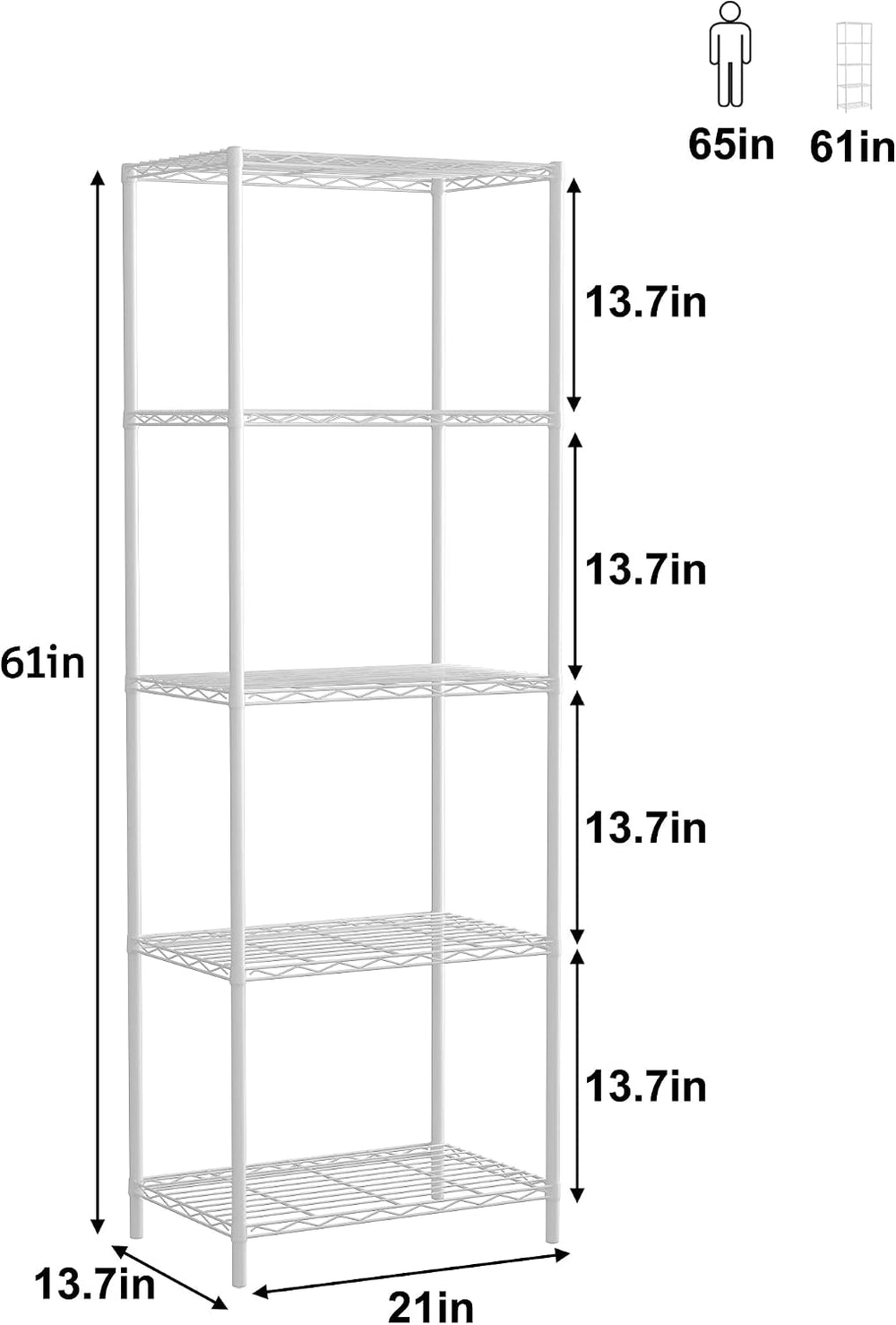 HOMEFORT 5-Tier Wire Shelving 5 Shelves Unit Metal Storage Rack Durable Organ...