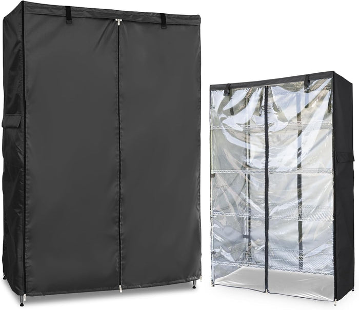 Waterproof Shelf Cover,Outdoor 600D Heavy Duty Dustproof Storage Shelves Cover,36''x18''x72'' Shelf Covers for Wire Shelving with Zippers,Storage Rack Covers with Clear Front