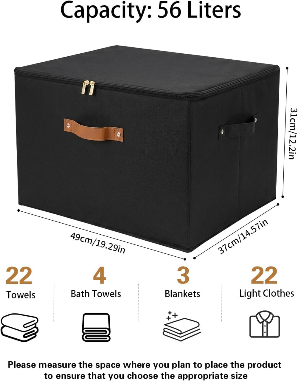 Tuza 3 Pack Foldable Storage Bin with Lid, Heavy-Duty Fabric Storage Box with...