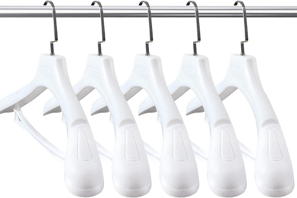 DEDU Suit Hangers for Men 15 Pack Width 17.1", White Coat Hangers no Sho...