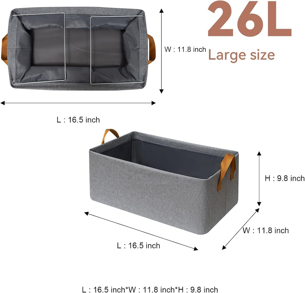 SNWDN 6 Pack Closet Cloth Storage Bins with Handles(Grey 16.5''L x 11...