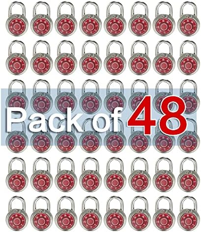LanuBe Lock Standard Dial Combination Padlock 48 Pack Wide 2-in Red Dial