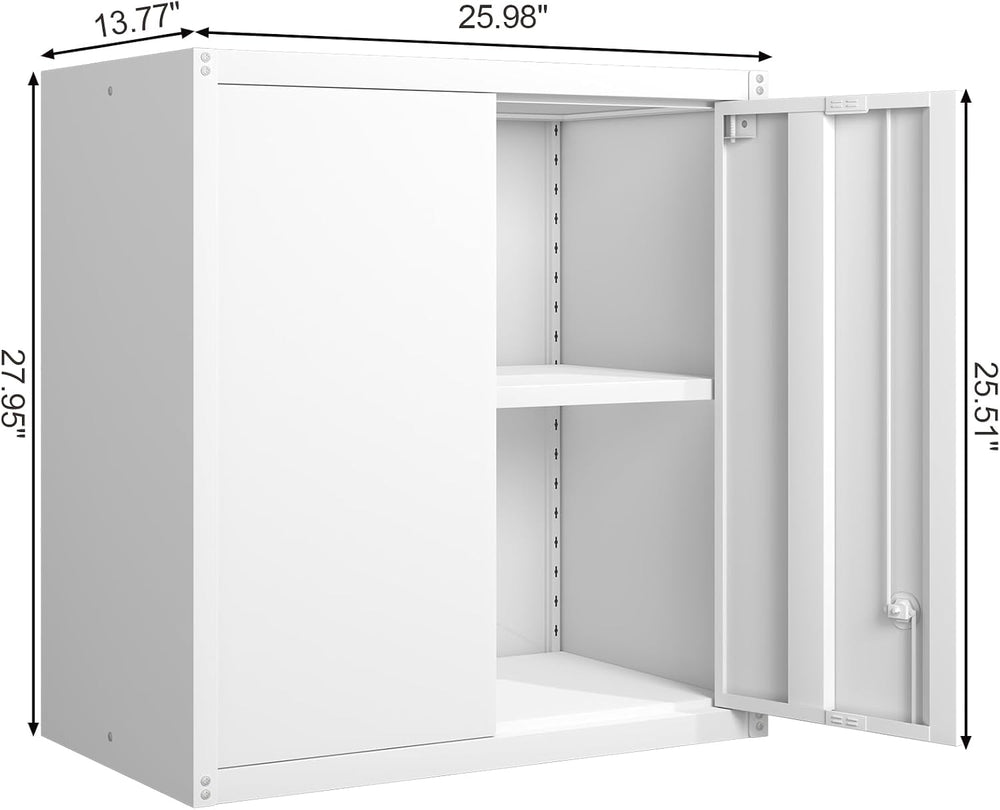 GREATMEET Metal Wall Cabinet, Wall Mounted Storage Cabinet with Lock for Gara...