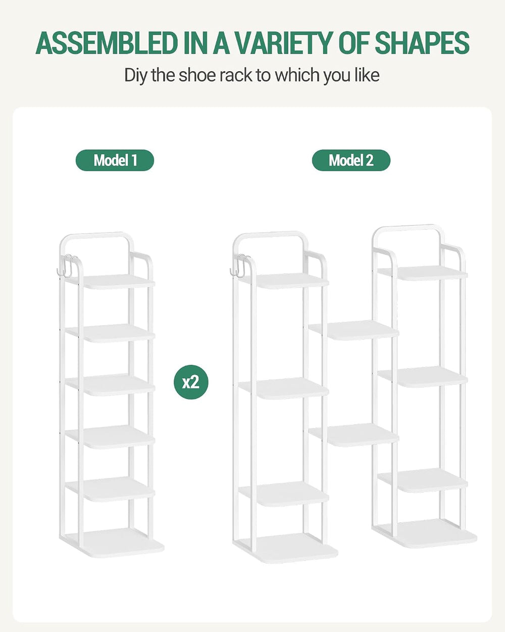 Hzuaneri 6 Tiers Vertical Shoe Rack, Narrow Shoe Tower, Tall Shoes Shelf with...