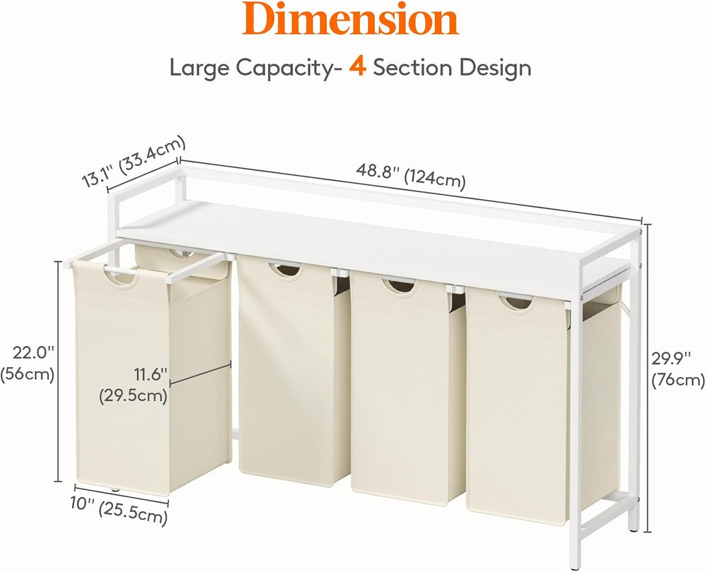 Lifewit Laundry Hamper 4 Section, 168L Pull out Laundry Clothes Basket Organi...