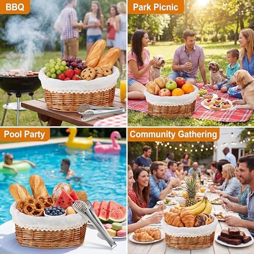 Ziliny 2 Set 11" 12" Bread Basket, Natural with White Liner Cover